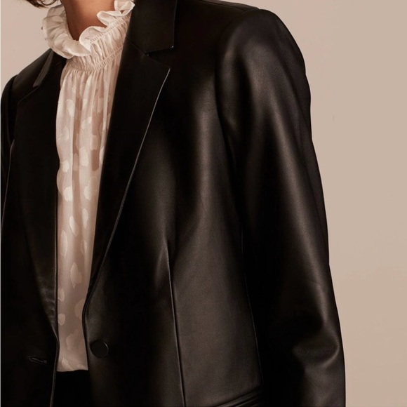 REBECCA TAYLOR LEATHER BLAZER NWOT BLACK Size-6 - Picture 3 of 4